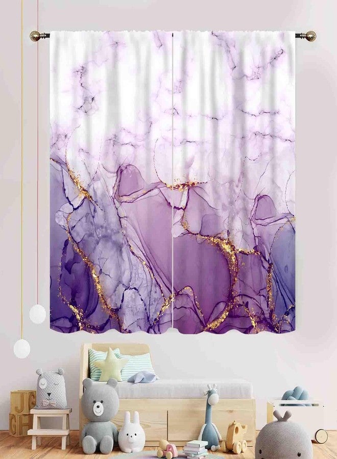 TKUYO Ombre Purple Curtains, Modern Abstract Lavender Gold Glitter Foil Printed Aesthetic Unique Luxury Art Decor Window Treatments Drapery for Bedroom Living Room Bathroom Kitchen 2 Panels, 42"x45" Inch - Image 3